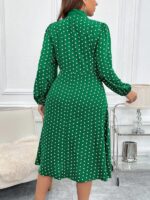 Rochie Midi Noelia Verde cu Buline - Marimi Mari - imagine 2