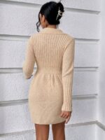 Rochie Scurta Tricotata Lusia Bej - imagine 2