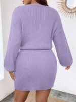 Rochie Scurta Melanie Lila Tricotata - Marimi Mari - imagine 2