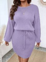 Rochie Scurta Melanie Lila Tricotata - Marimi Mari