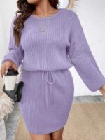 Rochie Scurta Melanie Lila Tricotata - Marimi Mari - imagine 3