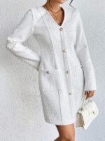 Rochie Midi Isidora Alba Cu Buzunare - imagine 4