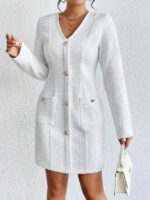 Rochie Midi Isidora Alba Cu Buzunare