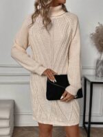 Rochie Scurta Tricotata Elida Bej - imagine 3