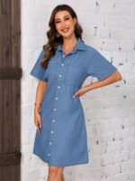 Rochie Scurta Izabel Denim Cu Nasturi - imagine 3