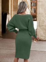 Rochie Scurta Tricotata Azueira Verde Cu Maneci Bufante - imagine 2