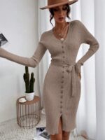Rochie Scurta Maceira Crem Cu Nasturi Si Cordon