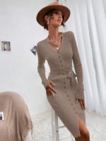 Rochie Scurta Maceira Crem Cu Nasturi Si Cordon - imagine 4