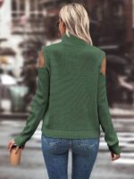 Pulover Sidonia Verde Tricotat Fara Umeri - imagine 2