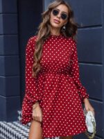 Rochie Scurta Osman Rosie Cu Buline Albe