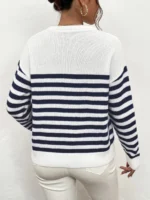 Bluza Klelia Alba Cu Dungi Bleumarin - imagine 2