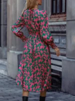 Rochie Lunga Elvan Corai Cu Imprimeu Negru - imagine 104
