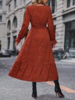 Rochie Lunga Elvan Corai Cu Imprimeu Negru - imagine 108