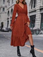Rochie Lunga Elvan Corai Cu Imprimeu Negru - imagine 3