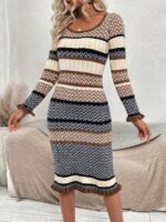 Rochie Midi Tricotata Macha Cu Imprimeu Multicolor - imagine 3