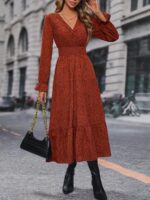 Rochie Lunga Elvan Corai Cu Imprimeu Negru - imagine 4