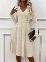 Rochie Midi Jeimy Alba cu Decolteu in V