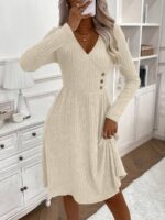 Rochie Midi Jeimy Alba cu Decolteu in V - imagine 3