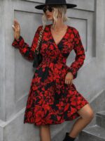 Rochie Lunga Elvan Corai Cu Imprimeu Negru - imagine 16