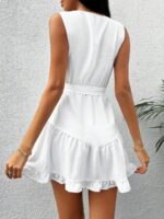 Rochie Scurta Salota Alba Cu Cordon - imagine 2