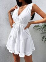Rochie Scurta Salota Alba Cu Cordon - imagine 4