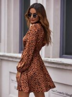 Rochie Scurta Aitana Maro Cu Imprimeu Negru Si Maneci Bufante - imagine 2