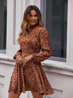 Rochie Scurta Aitana Maro Cu Imprimeu Negru Si Maneci Bufante - imagine 4