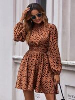 Rochie Scurta Aitana Maro Cu Imprimeu Negru Si Maneci Bufante - imagine 5