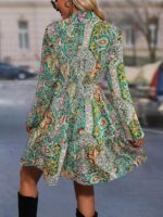 Rochie Scurta Azra Verde Cu Imprimeu Multicolor - imagine 2