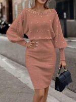 Rochie Scurta Rosamaria Roz Pudra Cu Perle