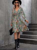 Rochie Scurta Narisa Cu Model Floral Multicolor - imagine 3