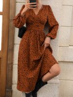 Rochie Midi Narcisa Maro Cu Imprimeu Dalmatian Negru Si Maneci Bufante - imagine 4