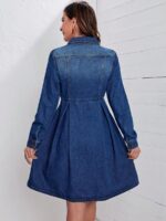 Rochie Scurta Cella Din Denim Cu Nasturi - imagine 2
