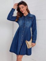 Rochie Scurta Cella Din Denim Cu Nasturi - imagine 3