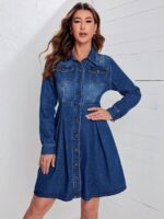 Rochie Scurta Cella Din Denim Cu Nasturi