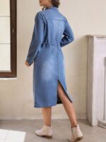 Rochie Midi Demivia Din Denim Cu Slit La Spate - imagine 2
