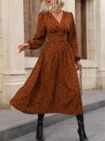 Rochie Midi Narcisa Maro Cu Imprimeu Dalmatian Negru Si Maneci Bufante - imagine 5