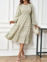 Rochie Midi Feride Alba Cu Imprimeu Floral Multicolor - imagine 3
