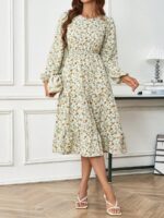 Rochie Midi Feride Alba Cu Imprimeu Floral Multicolor - imagine 4
