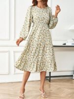 Rochie Midi Feride Alba Cu Imprimeu Floral Multicolor