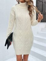 Rochie Scurta Tricotata Dalima Crem - imagine 4