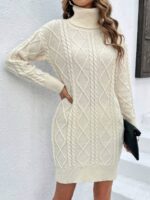 Rochie Scurta Tricotata Dalima Crem - imagine 5