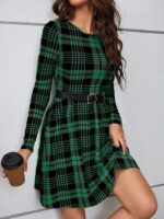 Rochie Midi Fanney Neagra in Carouri Verzi - imagine 5