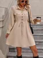Rochie Scurta Maeva Crem Cu Maneci Bufante - imagine 4