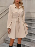 Rochie Scurta Maeva Crem Cu Maneci Bufante - imagine 5