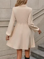 Rochie Scurta Maeva Crem Cu Maneci Bufante - imagine 2