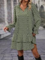 Rochie Scurta Elaia Cu Imprimeu Geometric Alb