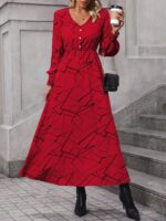 Rochie Lunga Elvan Corai Cu Imprimeu Negru - imagine 21