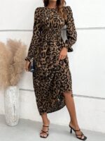 Rochie Lunga Nuran Maro Cu Print Leopard Negru - imagine 2