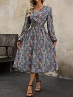 Rochie Midi Signe Albastra Cu Imprimeu Multicolor - imagine 3